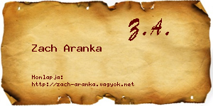 Zach Aranka névjegykártya